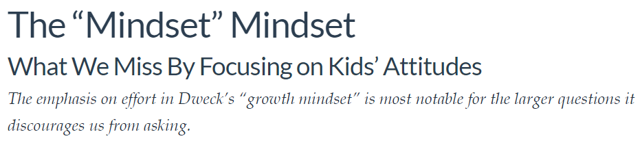 The "Mindset" Mindset